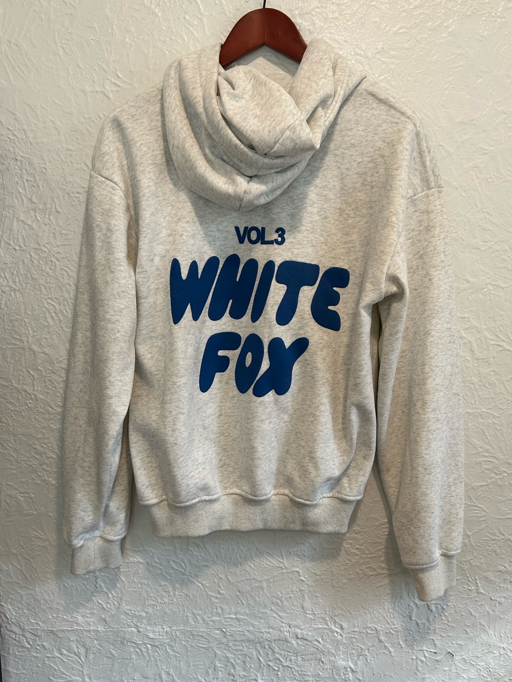 White Fox Light Gray Graphic Hoodie Sweater